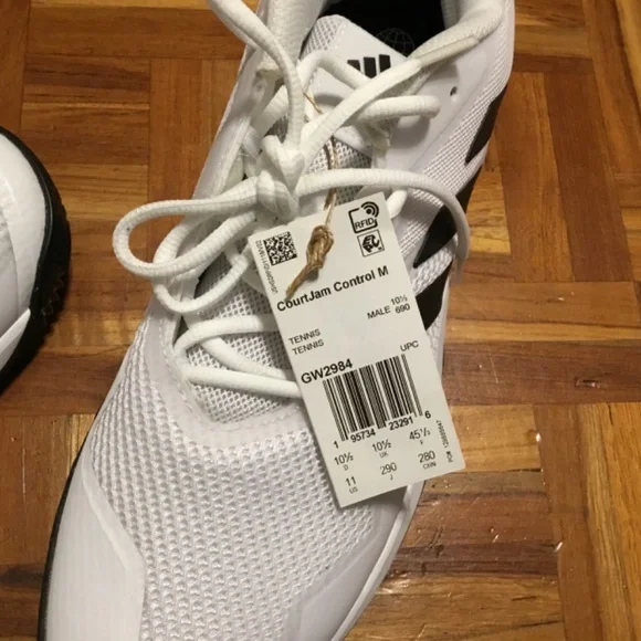 NWT Men’s Adidas US 11 CourtJam Control White Tennis Shoes - Picture 4 of 6